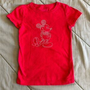 Mickey Mouse Disney Red T Shirt Girls Top Small, sparkle rhinestone design